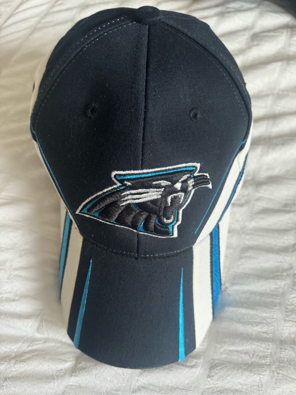 NWT Vintage Carolina Panthers Hat Cap One Size Reebok Black Y2K Flex Adjustable